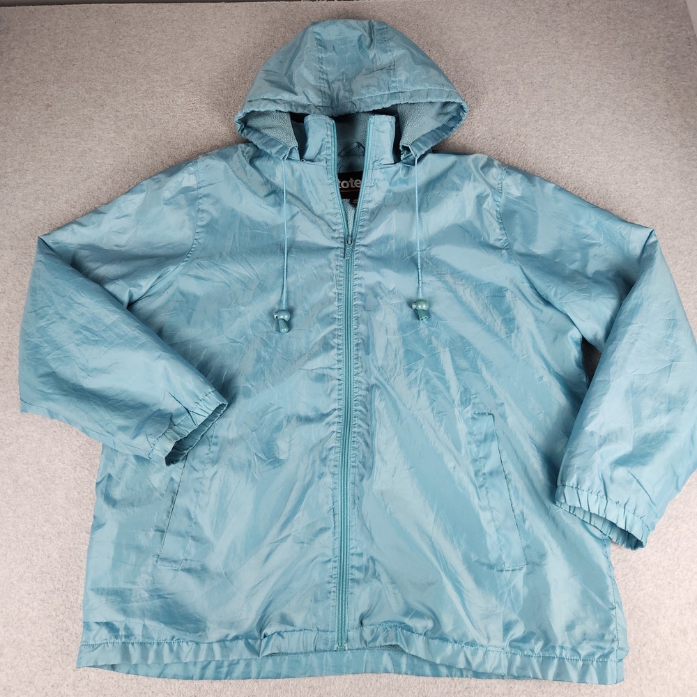 Totes‎ Windbreaker Jacket Mens Large Blue Fleece Lined Hooded Full Zip Outerwear